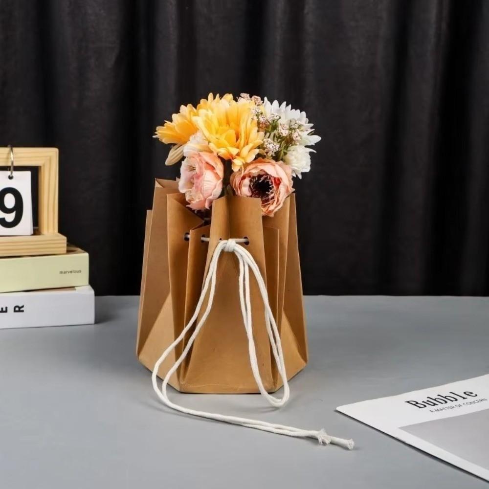 Handmade Flower Bag Waterproof Hexagonal Rose Bouquet Bag Home Decor Korean Bouquet Handbag