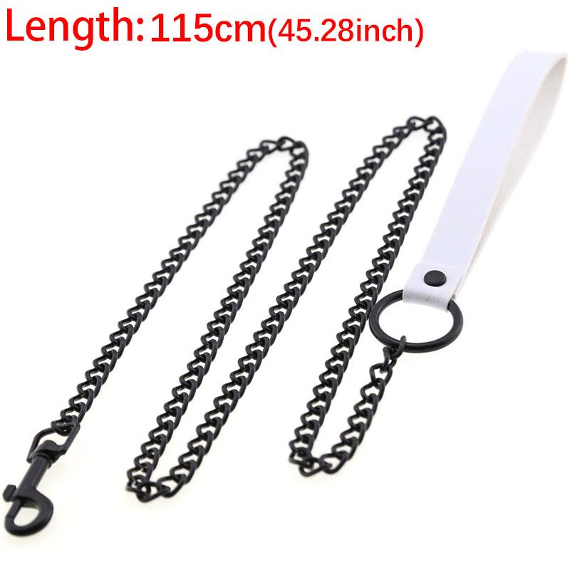 Durable Anti-Bite Metal Dog Chain Lead Chain Leash Handle Leads Leather Iron Chain for Small Large Medium Dogs Outdoor Training