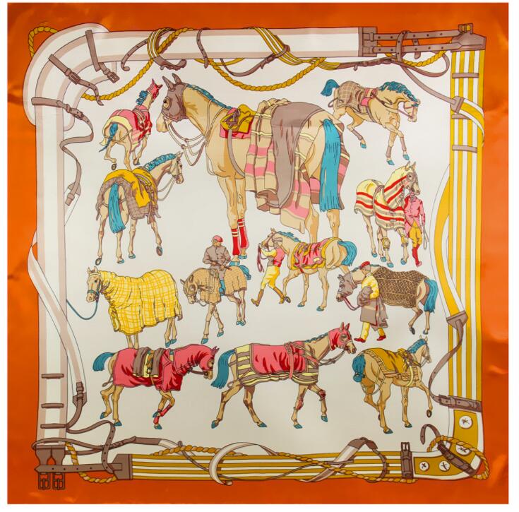 90*90cm Luxury Brand Women Silk Scarfs Van Gogh Painting Square Scarves Spring Summer Shawls For Ladies