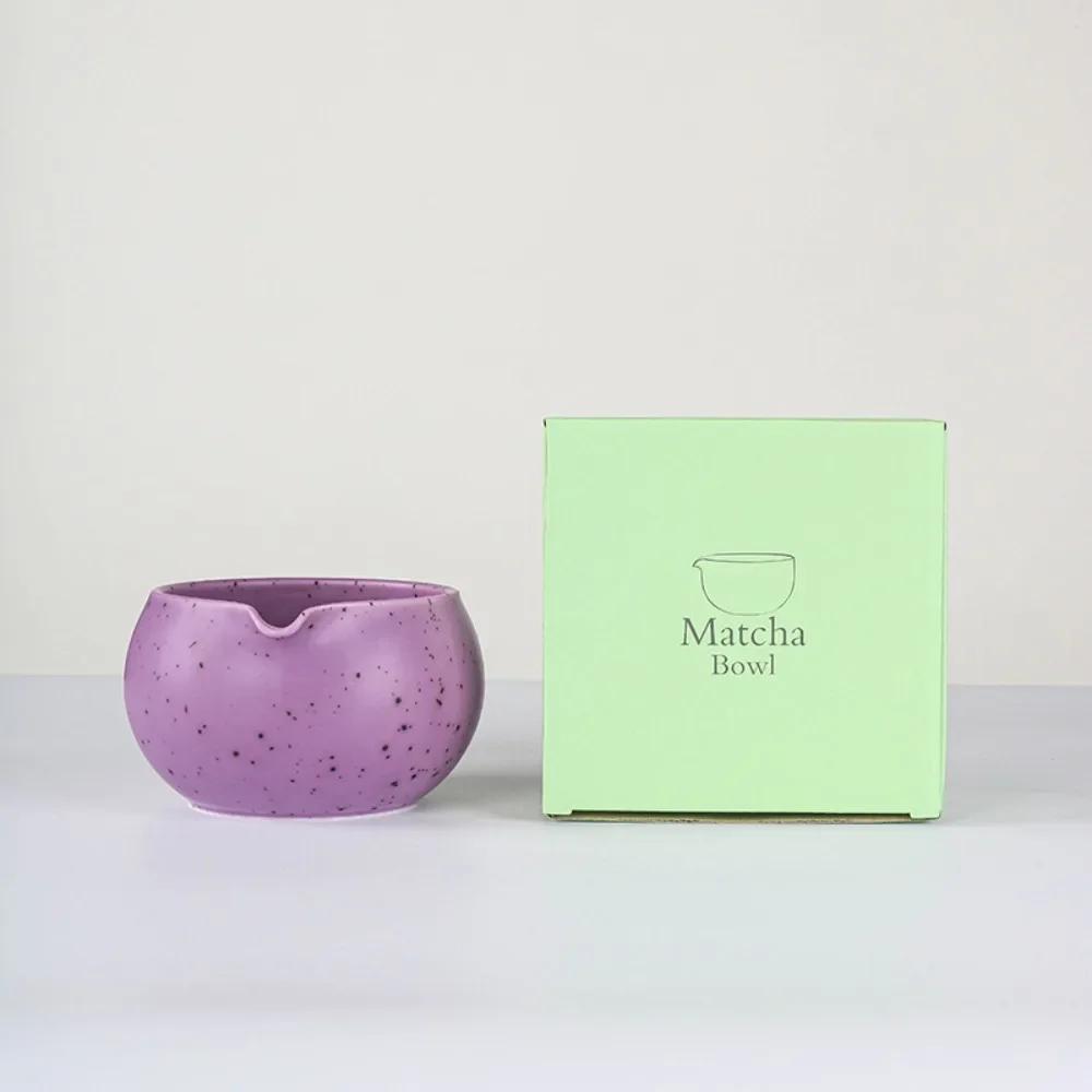 1-8 Ceramic Matcha Sand Dot Small Round Bowl With Pouring Spout Smooth Matcha Whisk Holder Reusable Matcha Making Kit Tea Lovers