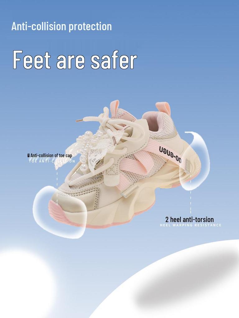 Herbst 2025 Mädchen Perlen-Sneakers - Prinzessinnenschuhe mit weicher Sohle für mittlere und große Kinder