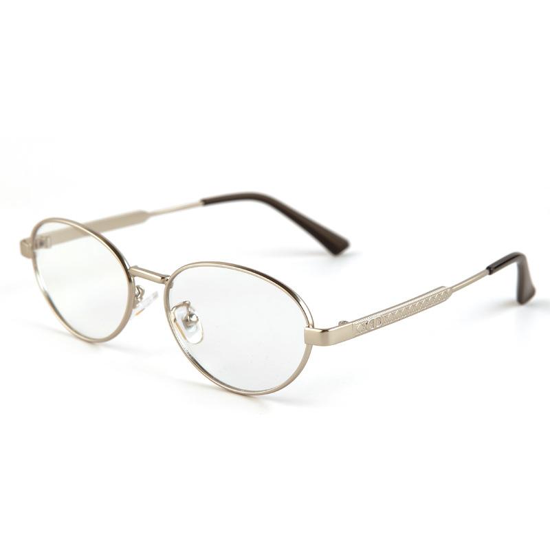 Fashion European and American metal oval frame sunglasses women's high-end sense color-changing anti-ultraviolet sunglasses men's trend