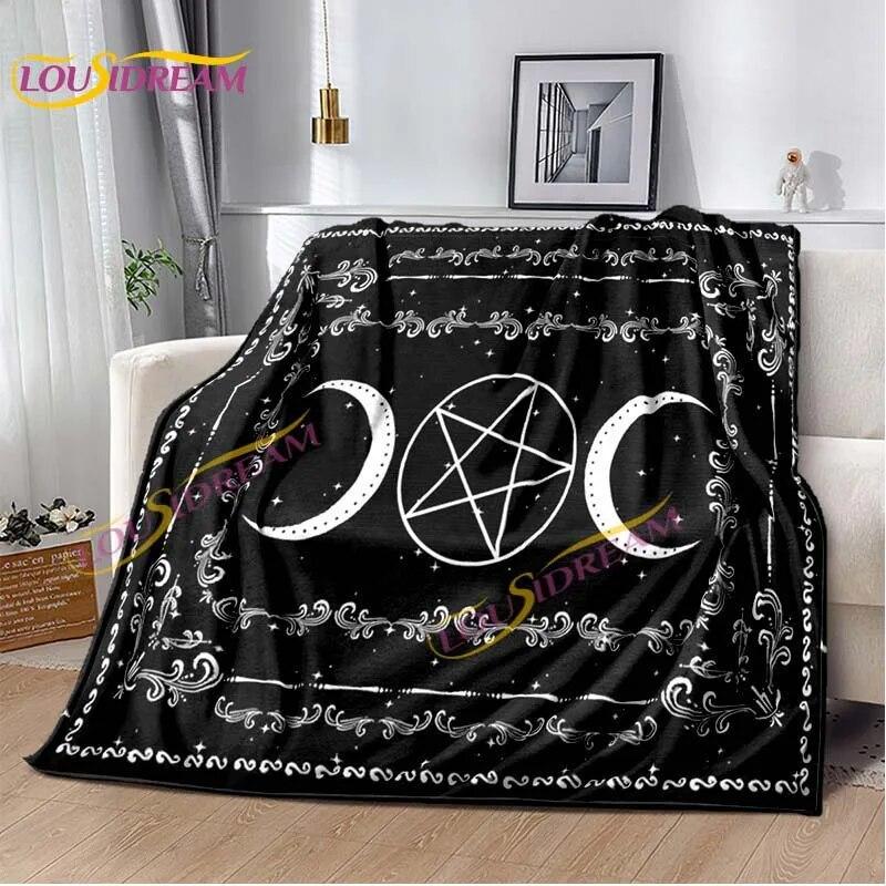 Magic Ouija Board Alphabet Blanket Witchcraft Pentagon Blanket for Bedroom Living Room Sofa Gothic Ouija Hand Flannel Blanket
