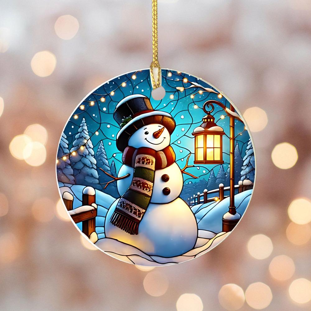 Christmas 2025 Ornament Christmas Decoration Holiday Gift Idea Round Ceramic Ornament Gift Exchange Xmas Tree Decor