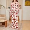 Women's Christmas Print Silky Long Sleeve Button-Down Pajama Set