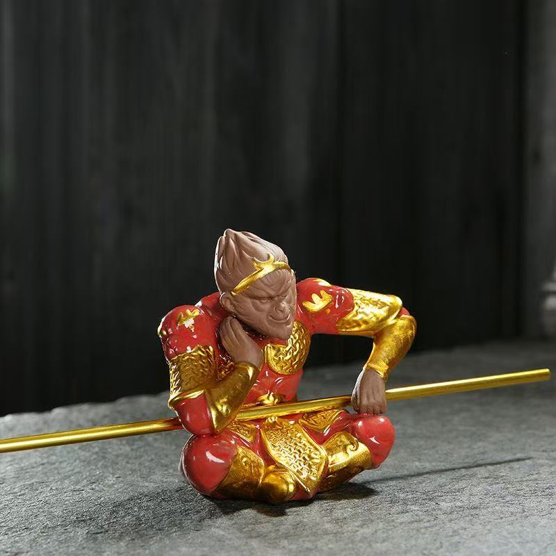 Ceramic Sun Wukong Statue Chinese Mythology Journey To the West Character Home, Room, Office, Car Decoration Gift
