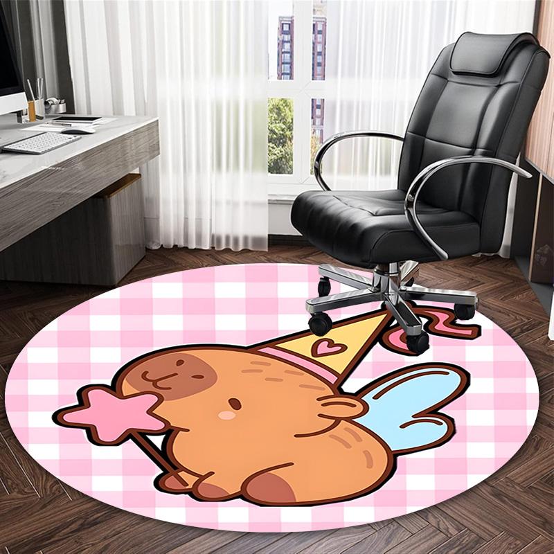 1pc Capybara Carpet, Round Rug, Comfortable, Suitable for Entryways, Living Rooms, Office, And Bedrooms, Christmas Decoration