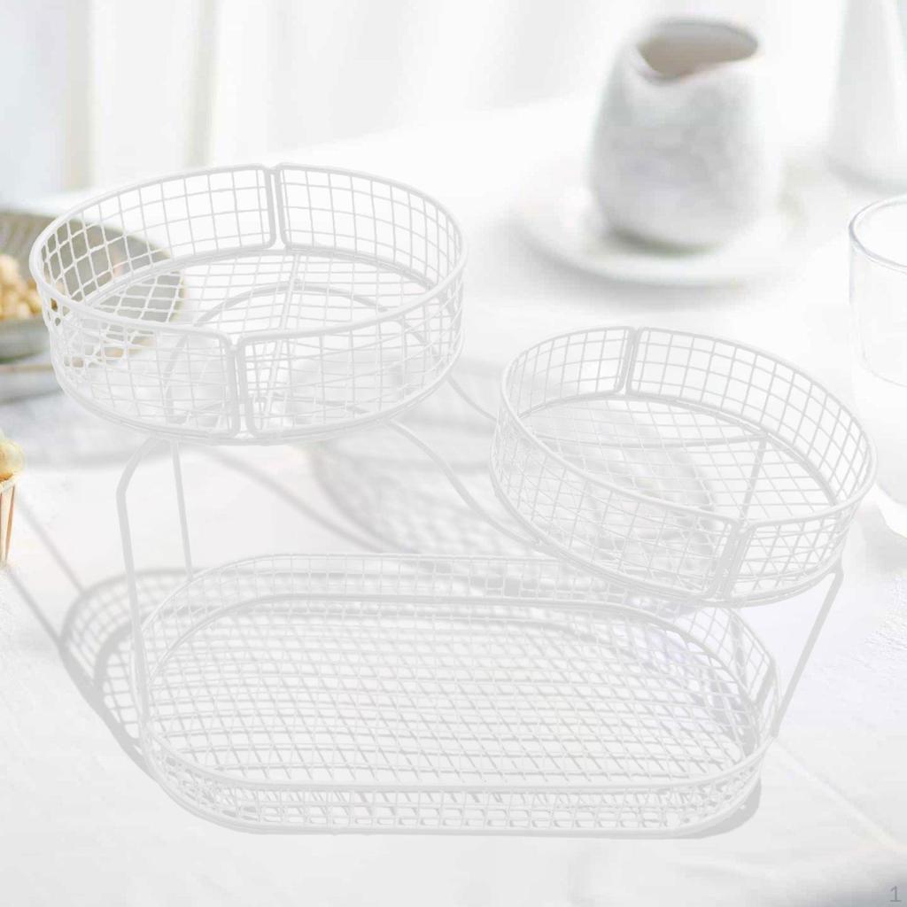 Countertop Fruit Basket 3 Tier Large Capacity Multipurpose Organizer Metal Mesh for Snack