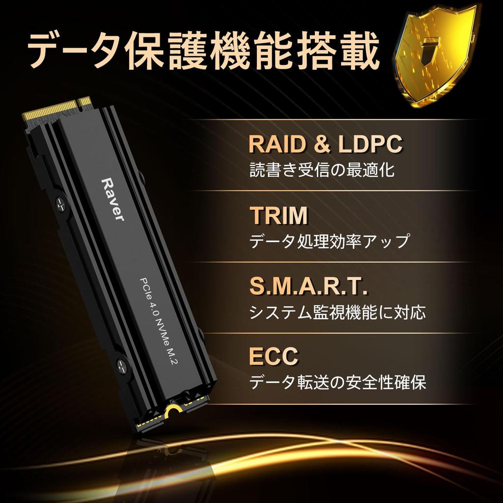 Dysk SSD Raver 4TB PCIe Gen4x4 NVMe 2280 z radiatorem 3D NAND TLC PS5 Działanie potwierdzone RE4 Produkt autoryzowanego dystrybutora 5 lat gwarancji wbudowany M.2