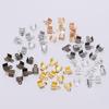 100/300pcs Small Cord End Tip Fold Over Three-wire Fastener Clasp Crimp Bead Cord Buckle Connector for Jewelry Making Supplies