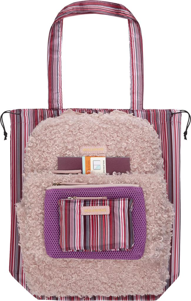 Moleskine Textile Backpack with Laptop One Size Women's 4-Piece 13-Inch Storage, ET22FLBK3D22, Pink,