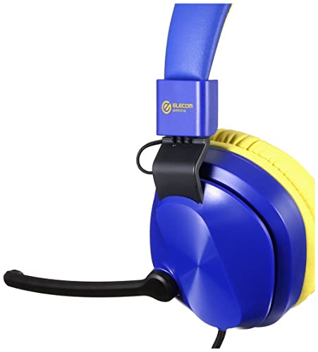 Elecom Children's Headset, Low Volume, Foldable, 3.5mm Connection, 4-Pole, with Rotating Microphone Arm, Binaural, Navy X Yellow, HS-KDGM01TBU
