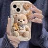 Cute Cookie Teddy Bear Pattern Silicone Phone Case For iPhone 17 Pro Max 16 15 14 13 12 11 XS X XR 14 15 Plus 16E 17 Air Cover