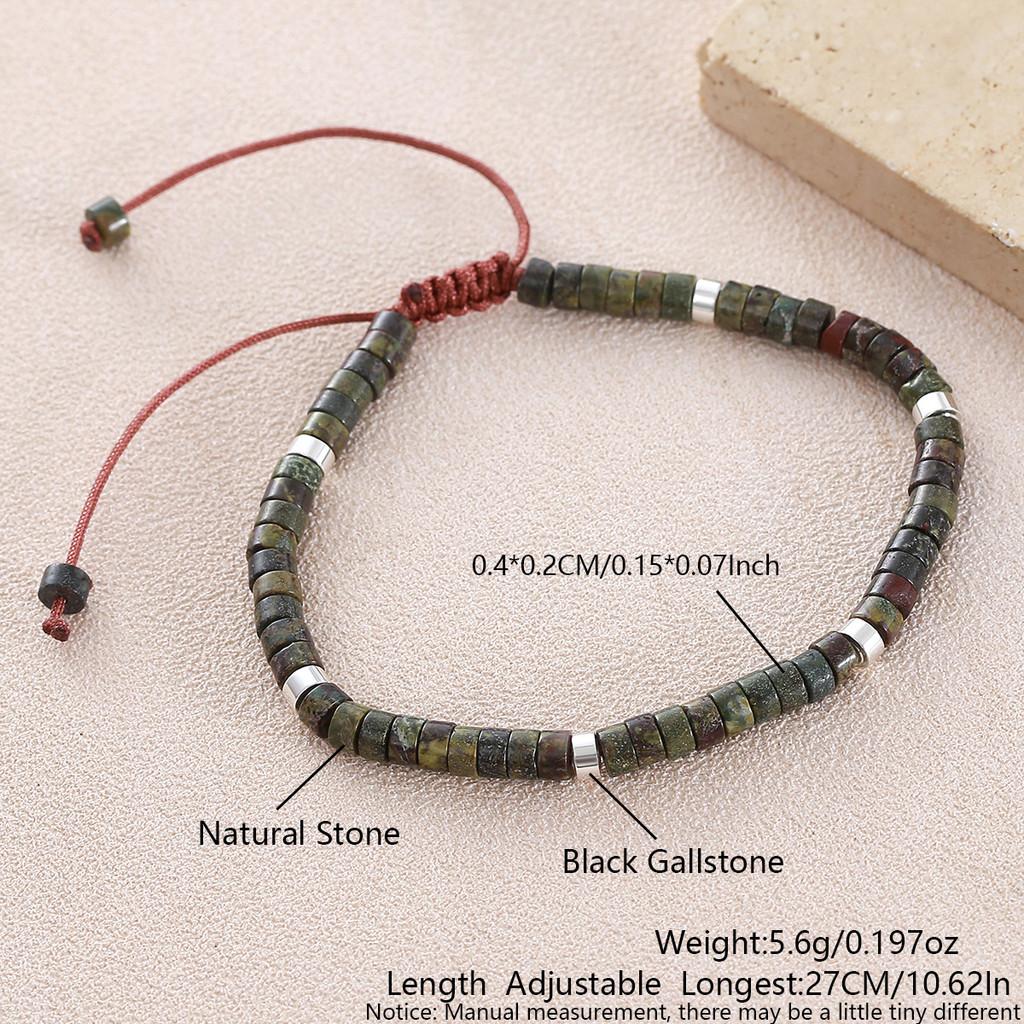 Geometric Turquoise Beaded Bracelet With Adjustable Woven Cord For Casual Wear