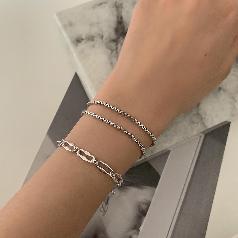 Korean Retro Round Bead Bracelet Women 925 Silver Letter H - Trendy Student Jewelry