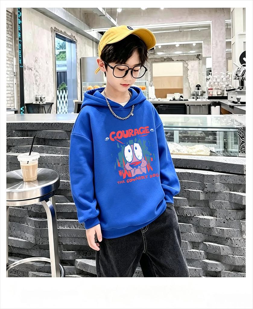 Children's hooded sweatshirt,trendy,American retro cartoon pattern print,large-sized loose-fitting versatile hooded top for boys