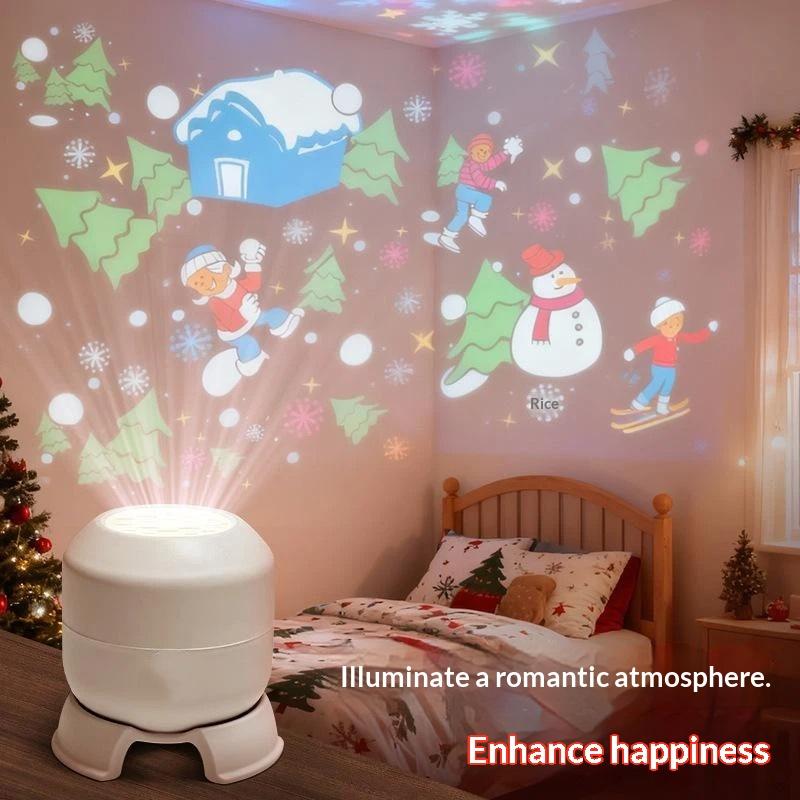 LED Ocean Projector Light 360° Rotating Dynamic Night Light USB Ambient Lamp for Home Date Night Children Birthday Gift