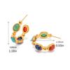 18k Gold Plating Stainless Steel Inlaid Natural Stone Cshaped Gift Earrings