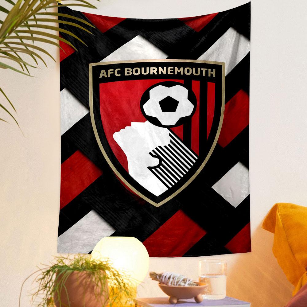 AFC Bournemouth Logo Soccer Tapestry Patterned Tapestry Decorative Wall Hanging, Home Bedroom Living Room Decor