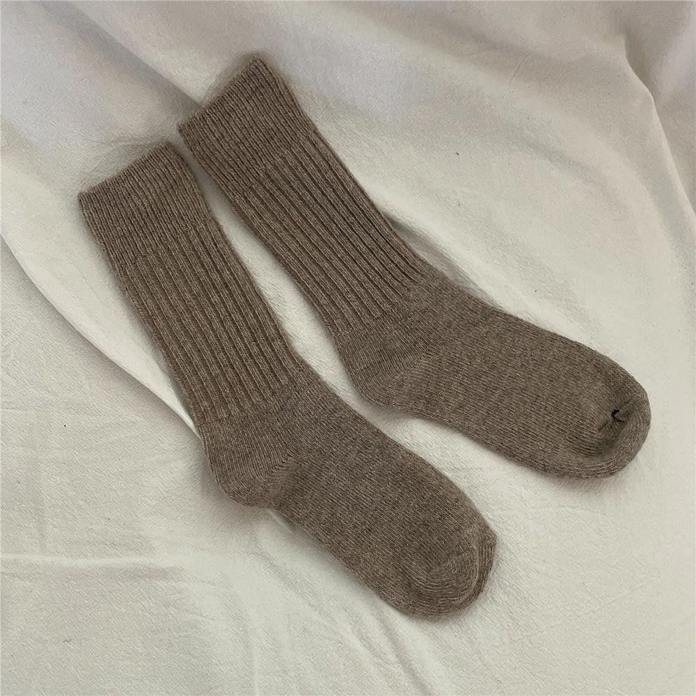 Solid Wool Cashmere Long Socks Casual Homewear Sleeping Socks  for Women & Men