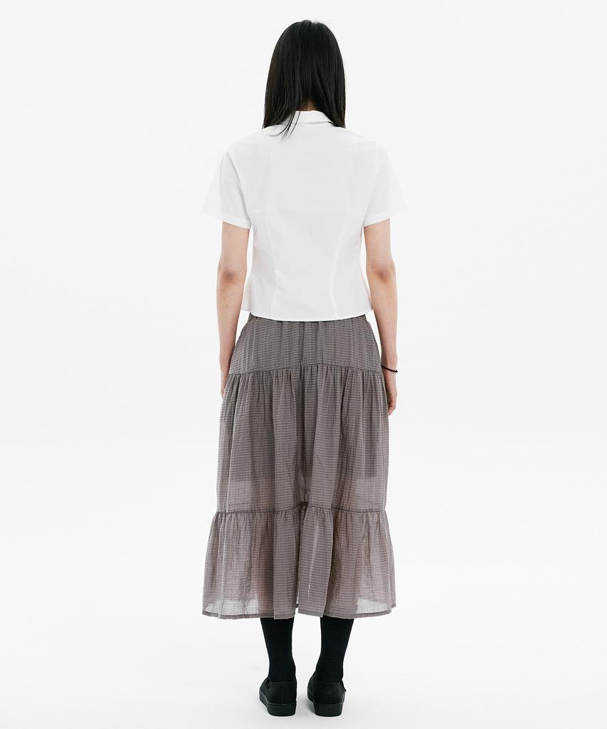 Hanahi Front Shirred Tiered Skirt Gray