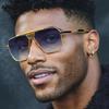 Óculos de Sol Quadrados Oversized Vintage Masculino Marca de Luxo Trendy Steampunk Condução Óculos de Sol Retrô Armação de Metal Sombras Para Homem