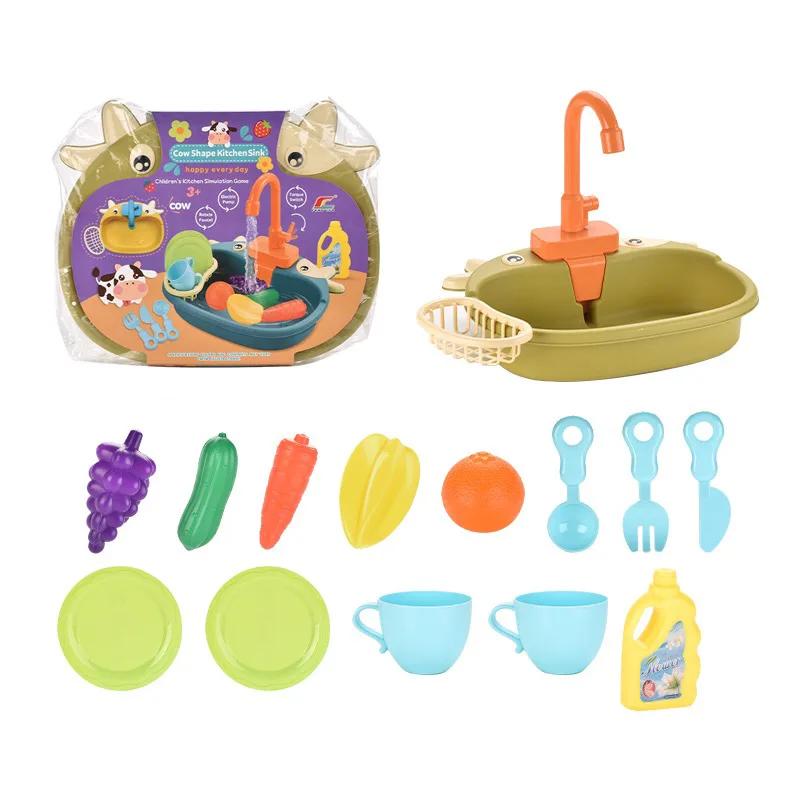 Non-Toxic Kids Kitchen Toys Simulation Electric Dishwasher Pretend Play Mini Kitchen Food Educational Summer Toys Role Playing Children Toys
