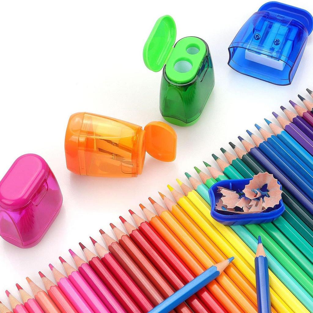 Cross-border Double-Hole Pencil Sharpener with Transparent Plastic Lid - Cute and Eco-friendly for Kids