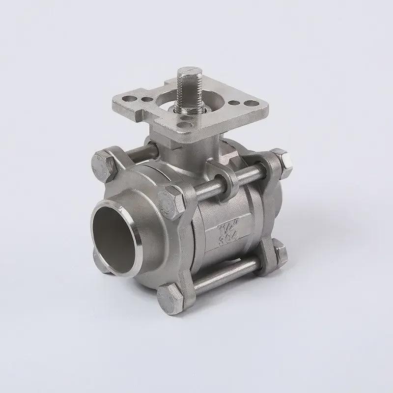 Three-Piece 304 Stainless Steel High Platform Ball Valve with Internal Thread/Welded Connection (Q11-16P)