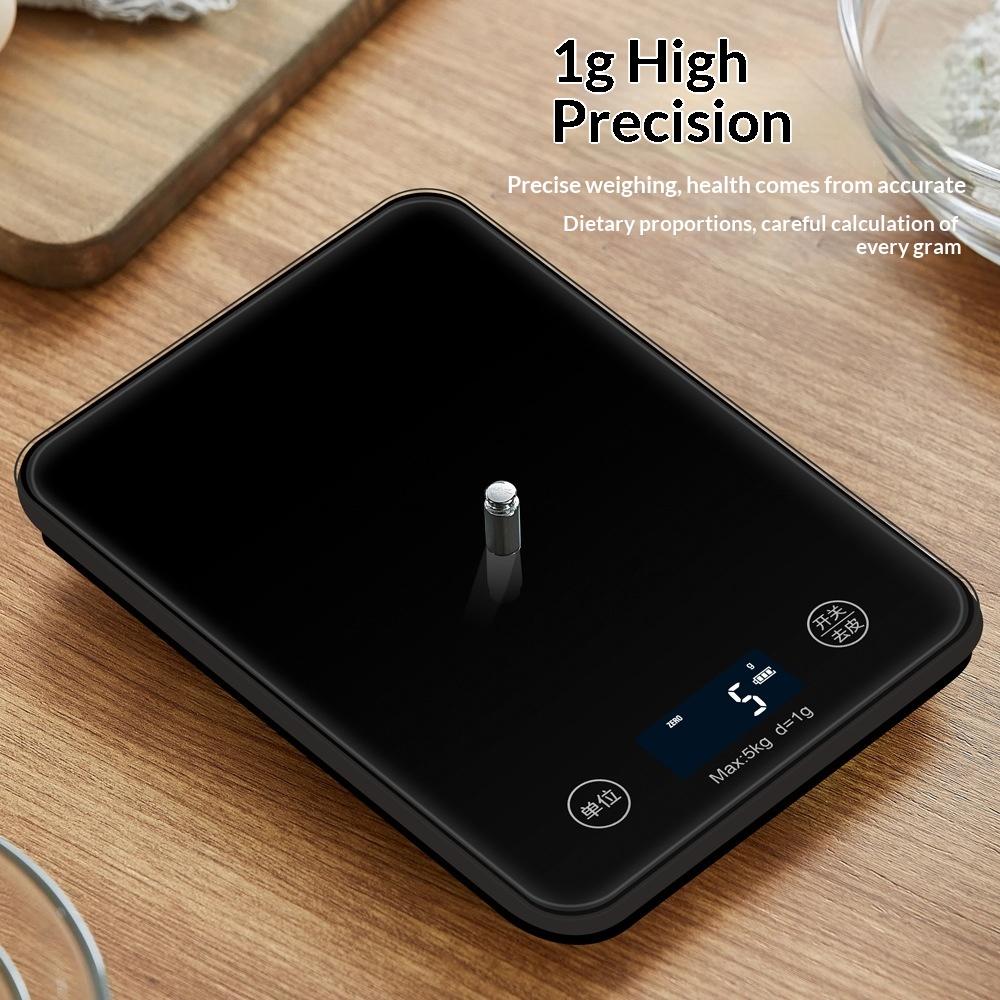 Digital Electronic Kitchen Scale SF400 1g Accuracy Touch Screen Tempered Glass Grams Weighing (black,1g&5 kg&218x158x20mm) чёрный