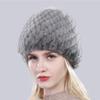 Women Winter Hand Knitted Genuine Mink Fur Hat Natural Warm Good Elasticity Fur Cap Russia Lady Quality Real Mink Fur Hats