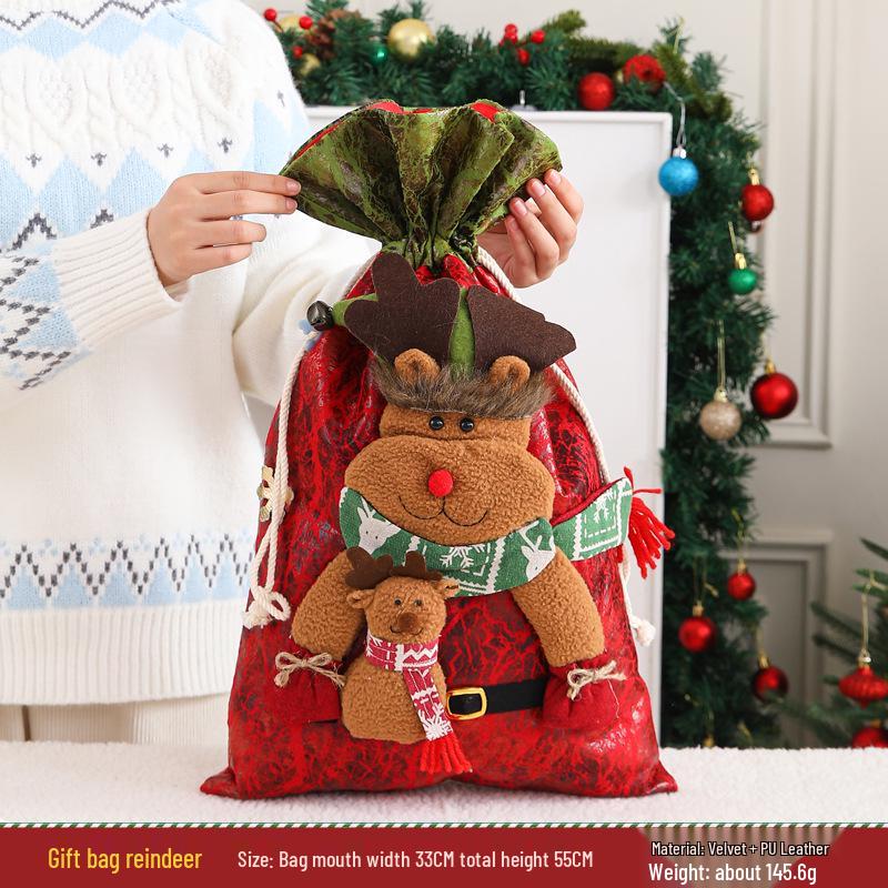 Large Santa Claus Christmas Eve Gift Bag with Pocket for Decorations