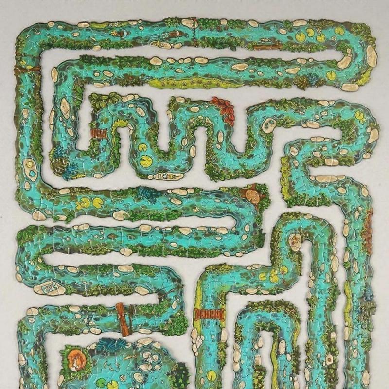 Joc Puzzle cu Piese de Margine, Puzzle Unic cu Tematică Râu