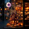 Spooky Theme Party Supplies Halloween Static Window Clings, Glass Stickers with Ghost Cat Bat Shop Displays Patterns, Reusable Holiday Decals