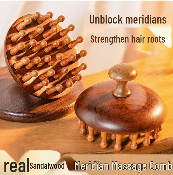 Natural Sandalwood Scalp Massage Comb for Hair Therapy & Loss Prevention
