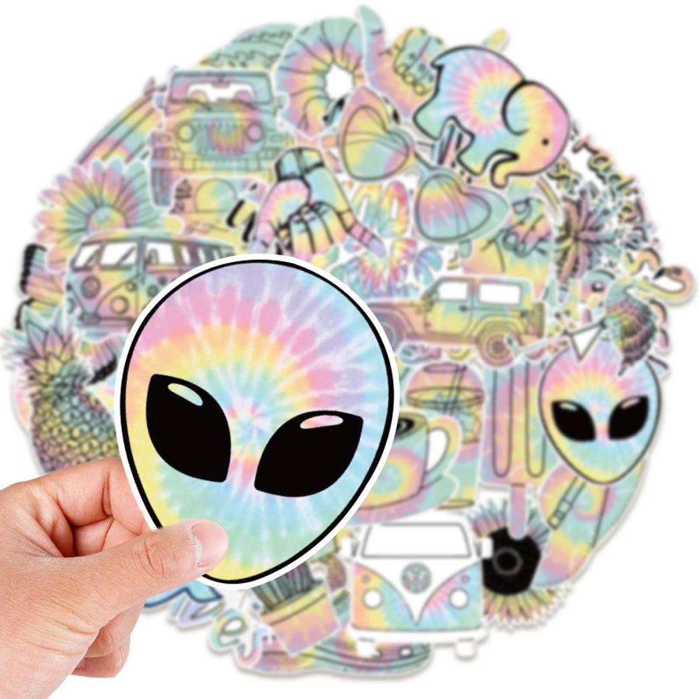 50 Gradient Doodle Stickers Trolley Case Car Mobile Water Cup Decoration Waterproof Creative Waterproof Stickers