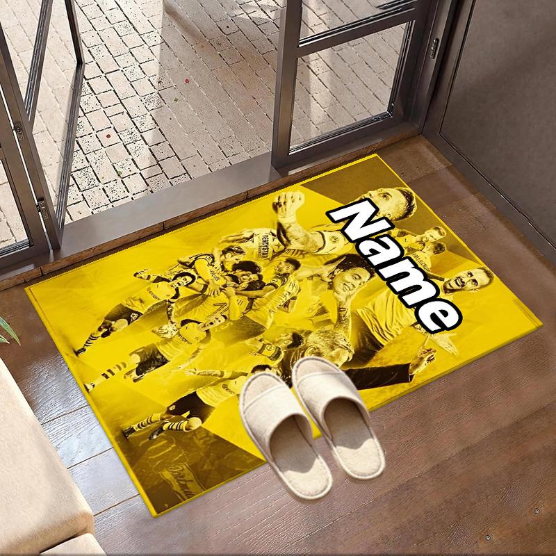Alfombra Personalizada con Nombre y Estampado del Borussia Dortmund, Alfombra Versátil para Decoración del Hogar, para Sala de Juegos, Apartamento, Balcón, Entrada, Pasillo Regalo