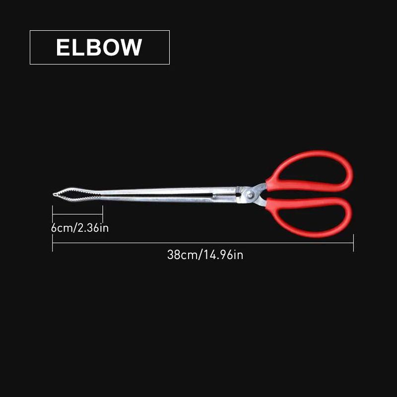 Multi-function Stainless Steel Tongs Red Handle Anti-slip Tooth Clamp of Outdoor Sea Crab Ricefield Eel Fishing Catch Tool