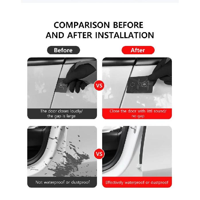 Car Door Seal Strip for Tesla Model Y Juniper Model 3 Highland 2025 Front and Rear Door Waterproof Rubber Noise Reduction Part Heat Shields 2