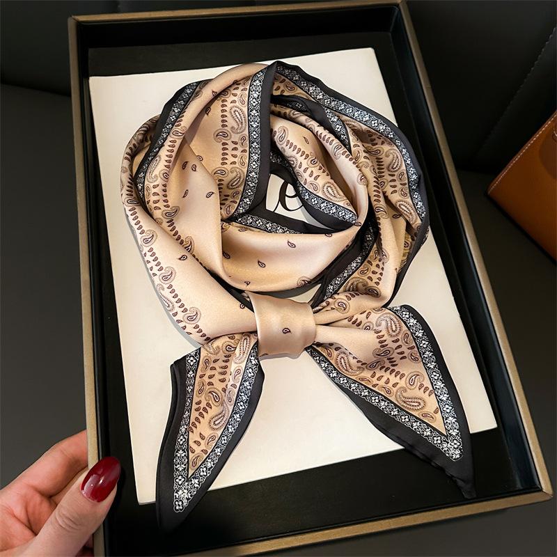 147X14Cm Paisley Print Silk Scarf Europe America Long Strip Double Layer Headband Neckerchief Foulard Hairband Hijab Ribbon