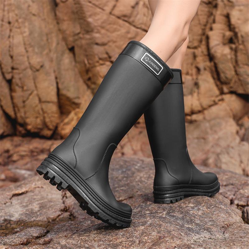 Winter Velvet Set Rain Shoes Women's Seaside Fashion High Tube 38cm Heightening Sole Rain Boots Exquisite Women's Water Shoes Warm Shoes