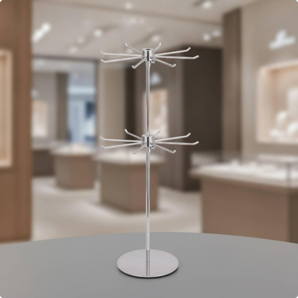 Rotating Necklace Holder Jewelry Display Rack | Sturdy Round Flat Base,
