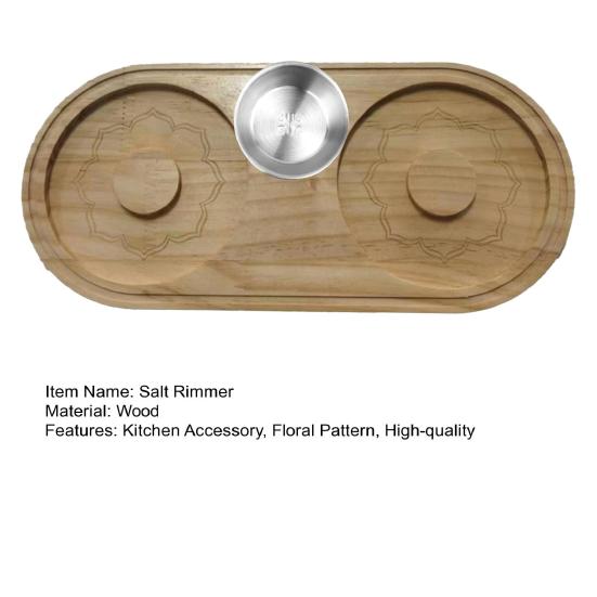 Cocktail Salt Rimmer 2-in-1 Wooden Cocktail Sugar Rimmer with Cutting Board Home Bar Party Glass Rimmer Accessories