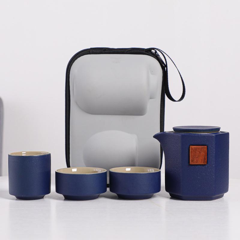 Tragbare leichte Luxus Express-Tasse ein Topf drei Tassen Keramik einfach kreativ Reise-Teeset Outdoor-Aufbewahrungstasche Brüh-Teekanne