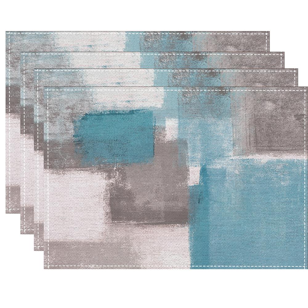 

4/6/8 шт. Скатерти-подставки под тарелки с граффити, Подставки под тарелки на стол с подставками под стаканы, Премиальные, термостойкие, моющиеся, Наборы посуды, Коврики на обеденный стол 1pcs