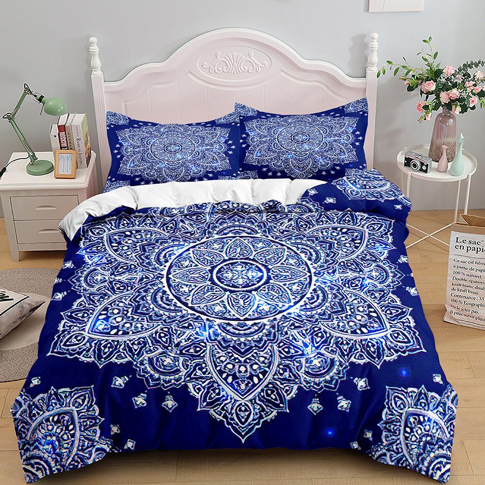 Bohemian Print Quilt Set Three-Piece, Home Textile Bedding