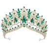 Luxury Sparkling AB Crystal Green Tiara Crown Bridal Diadem Set Regal Wedding Hair Zircon for Bride Party Galas Formal Events