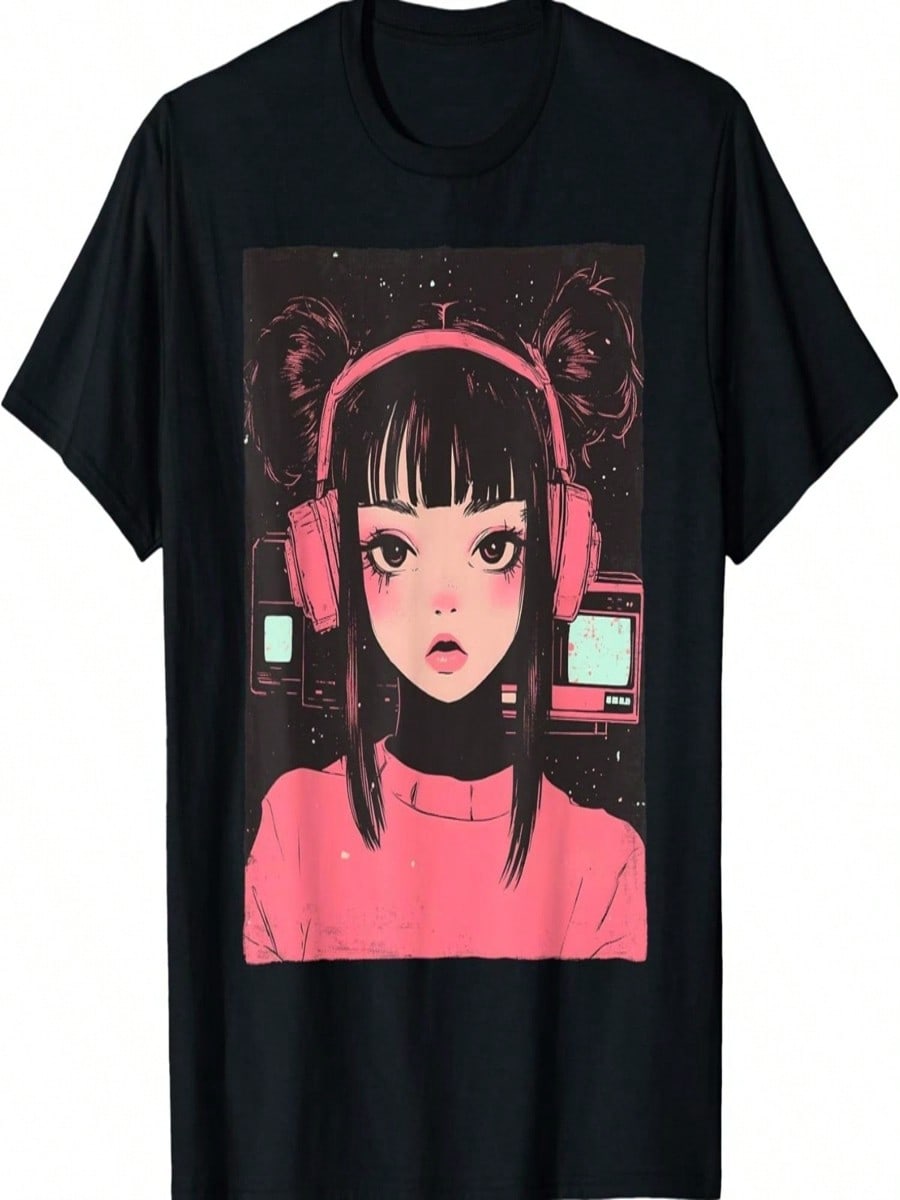Милая Аниме Девушка Vaporwave Cyber Goth E-Girl Pastel Goth Футболка S
