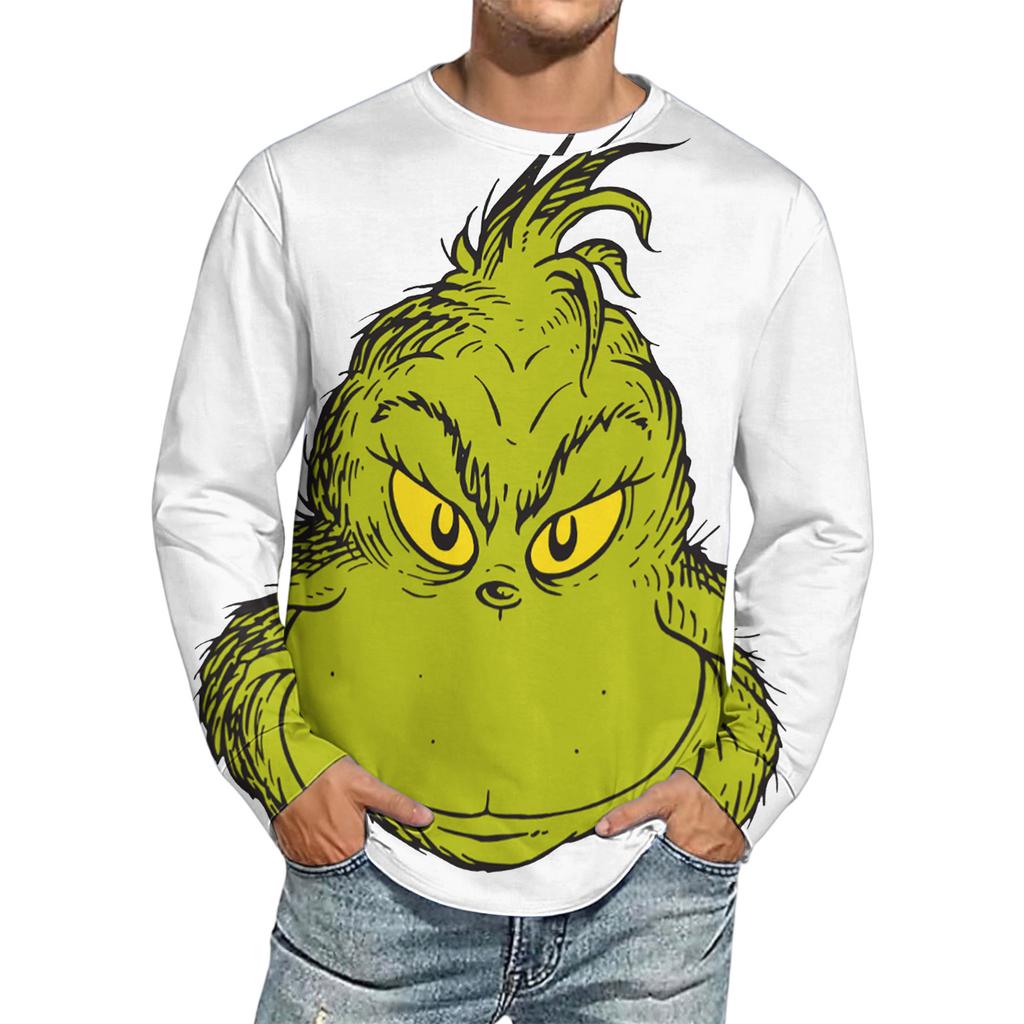 Men's Christmas Printed Imitation Cotton Long-sleeved Shirt