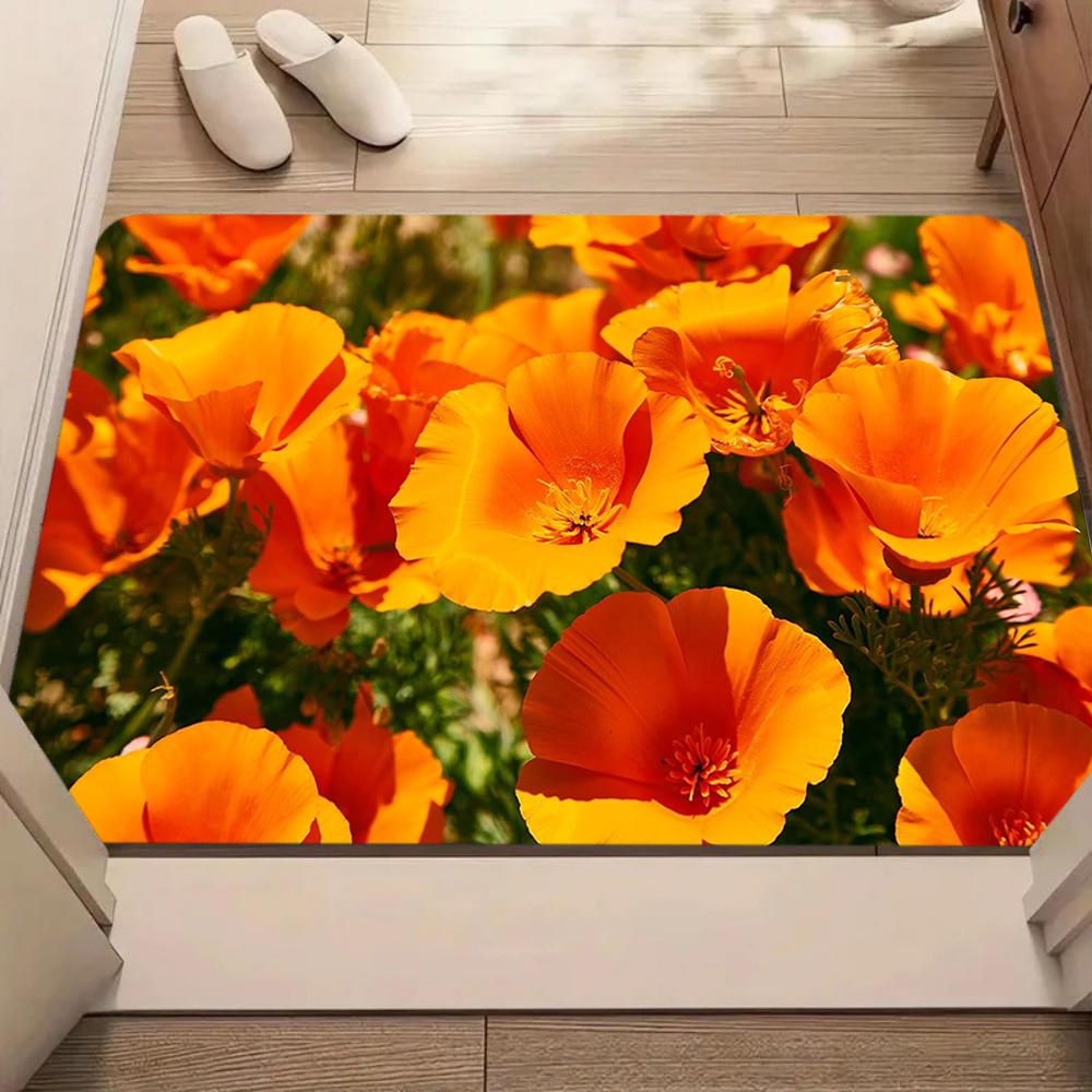 Daisy Flower Entrance Door Mat Soft Non-slip Absorbent Welcome Rug Flowers Theme Home Decor Carpet Indoor Outdoor Floor Mat